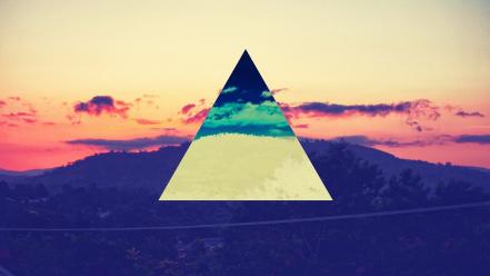 Sunset science mountains color spectrum triangles wallpaper