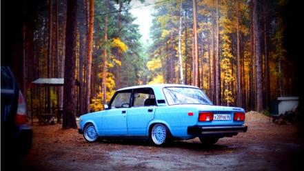 Vehicles lada 2107 blue russian oldie russians wallpaper