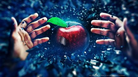 Abstract fruits hands mechanical digital art artwork apples wallpaper