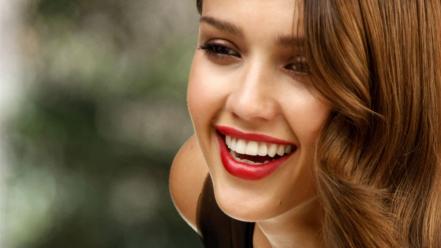 Alba actress long hair celebrity smiling faces wallpaper