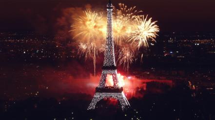 Eiffel tower paris fireworks celebration wallpaper