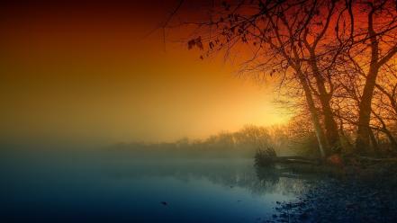 Landscapes mist lakes wallpaper