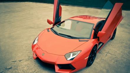 Orange front italy wheels lamborghini aventador super car wallpaper