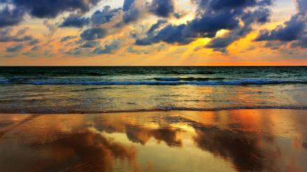 Sunset landscapes beach sea wallpaper