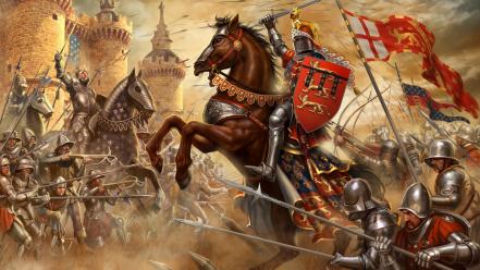 Video games england knights france horses medieval wallpaper