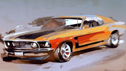 Cars ford boss classic artwork drawings mustang wallpaper