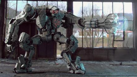 Military robots war machine warehouse wallpaper