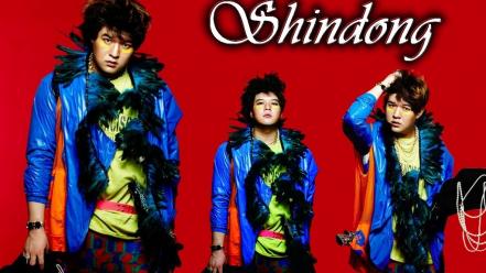Super junior singers k-pop simple background red wallpaper