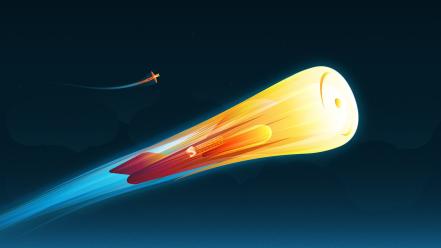 Aircraft outer space fire rocket smashing magazine skies wallpaper