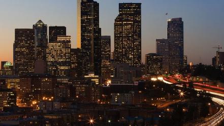 Cityscapes seattle buildings cities city night wallpaper