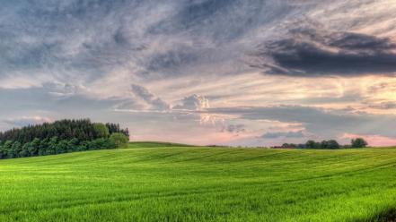 Clouds landscapes nature wood meadow volume sky wallpaper