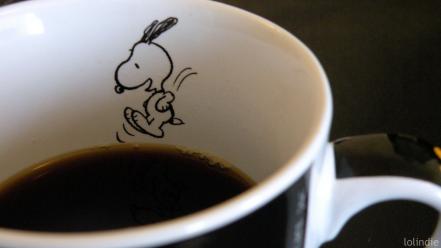 Glass coffee fruits food dogs snoopy jump wallpaper