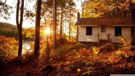 Landscapes nature white cottage wallpaper