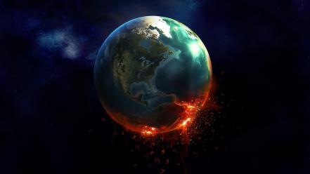 Planets fire earth globes art design wallpaper
