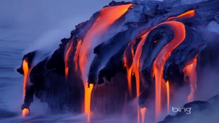 Steam landscapes nature lava streams eruption wallpaper