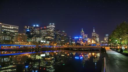 Water cityscapes stars architecture town skyscrapers cities wallpaper