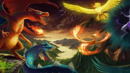 Zapdos lightning articuno charizard moltres legendary birds wallpaper