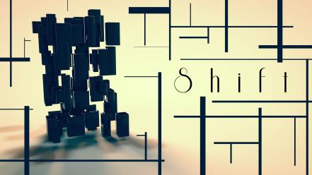 Abstract blocks typography lines shift cinema 4d wallpaper