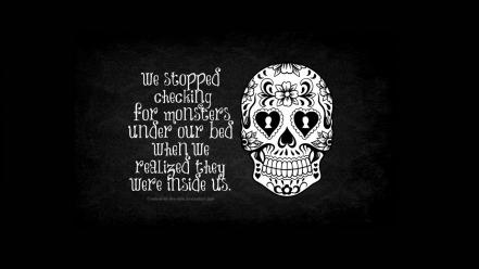 Abstract skulls monsters quotes artwork wallpaper