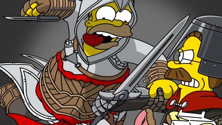 Assassins creed homer simpson the simpsons ned flanders wallpaper