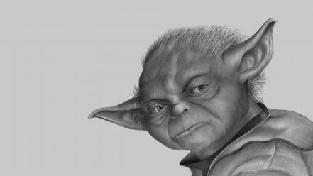 Star wars jedi monochrome yoda drawings wallpaper