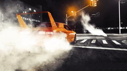 Streets night cars dodge vehicles challenger burnout spoiler wallpaper
