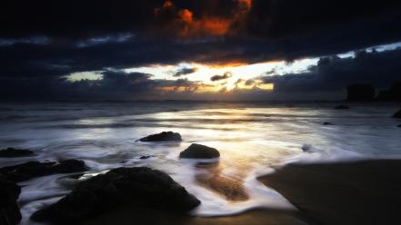 Water clouds scenic sea shorelines skies wallpaper