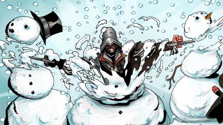 Assassins creed happy snowmen holidays wallpaper