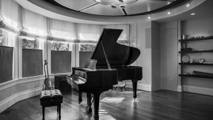 Black and white piano instruments wallpaper