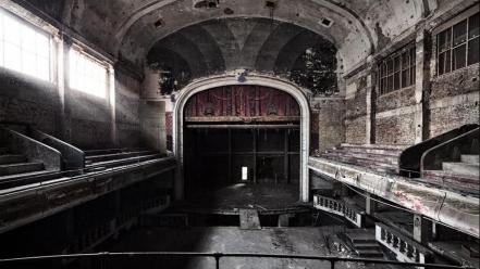 Cityscapes abandoned theater wallpaper