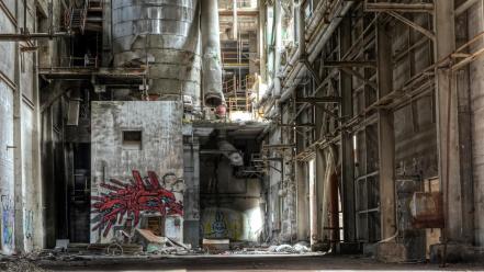 Cityscapes austria graffiti europe machinery abandoned factory wallpaper