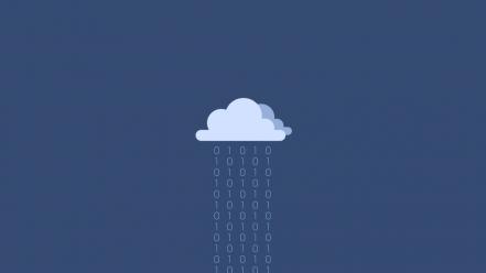 Clouds rain binary numbers blue background wallpaper
