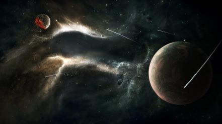 Death outer space stars planets digital art wallpaper
