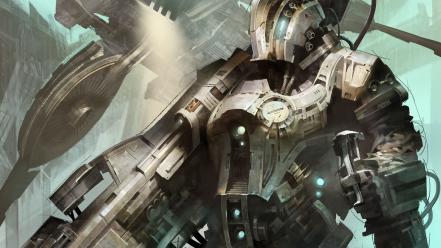 Fantasy guns futuristic armor science fiction artwork wallpaper