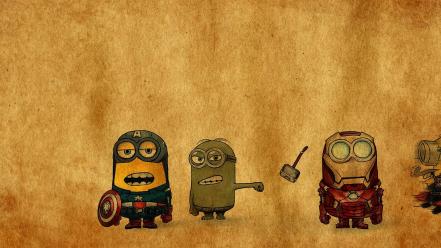 Funny animation despicable me minions crossovers avengers wallpaper