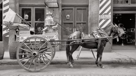 Milk horses grayscale historical wheels new orleans wallpaper