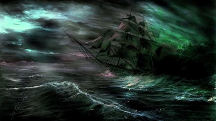 Paintings dark ships fantasy art sea wallpaper