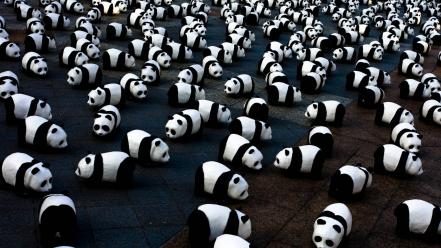 Paris animals panda bears papercraft wallpaper