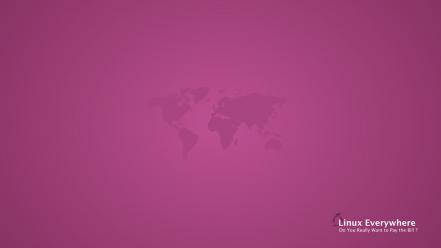 Pink linux world map wallpaper