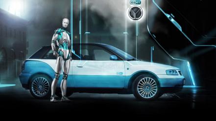 Robots futuristic cars vehicles eset wallpaper
