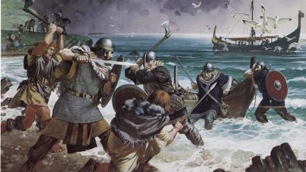 Vikings battles artwork historical wallpaper