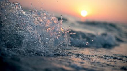 Water sunset waves wallpaper