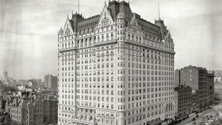York city grayscale historical hotels fifth ave wallpaper