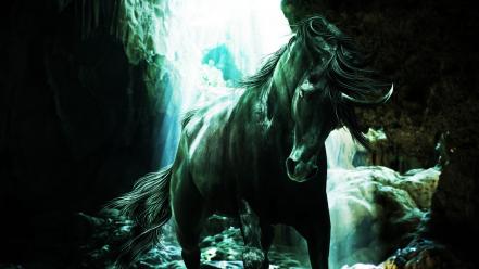 Animals unicorns horns canyon fantasy art horses artwork wallpaper