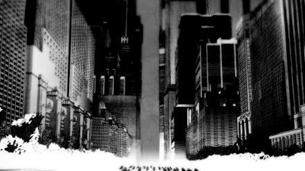 Black and white akira cityscapes wallpaper