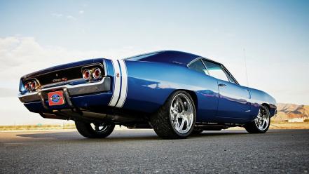 Blue cars hole charger dodge r/t 1970 widescreen wallpaper