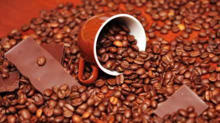 Coffee beans cups wallpaper