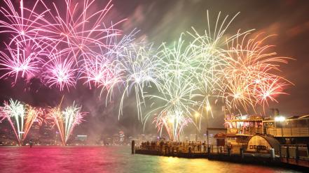 Fireworks long exposure australia cities wallpaper