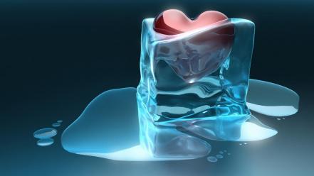 Ice blue frozen hearts heart wallpaper