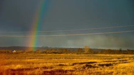 Landscapes rain storm russia fields rainbows skies wallpaper